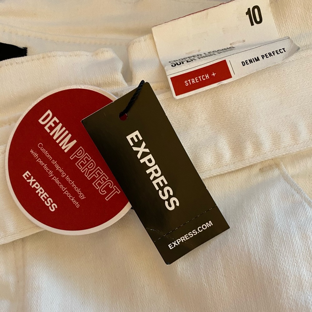 Express NWT denim perfect cropped belted jeans 10 - Picture 5 of 10